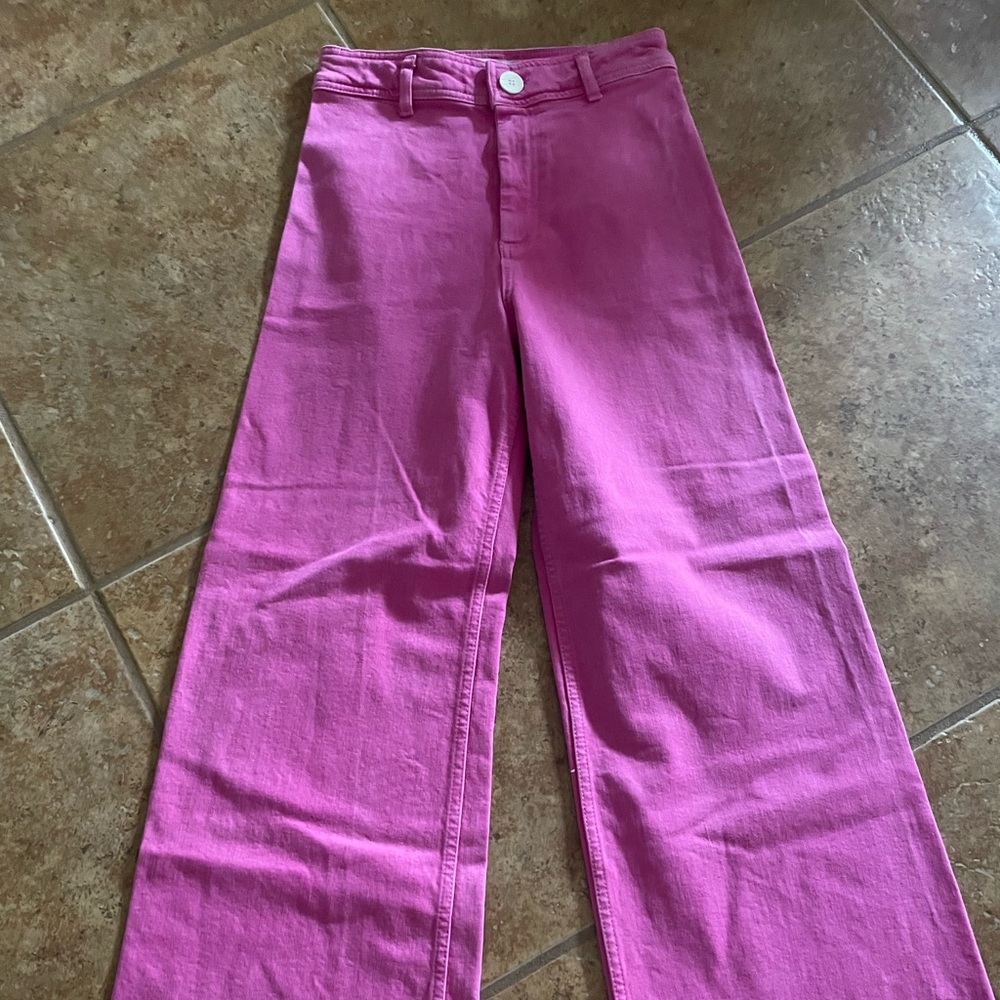Hot pink Zara marine straight jeans